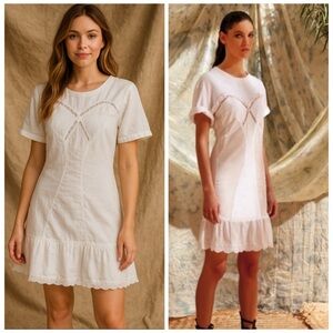 NWT Mes Demoiselles Marilyn White Cotton Mini Shirt Dress Size S